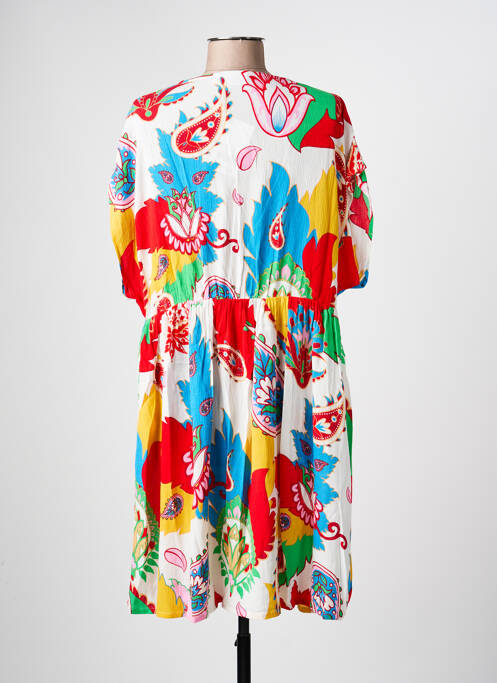 Robe courte imprimé fleurs manches courtes rouge LES TROPEZIENNES PAR M.BELARBI femme