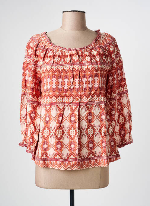 Blouse tissage popeline manches 3/4 orange CREAM femme