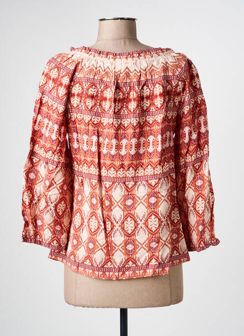 Blouse tissage popeline manches 3/4 orange CREAM femme
