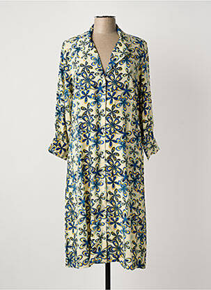 Robe mi-longue imprimé fleurs manches longues beige STORIATIPIC femme