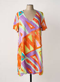 Robe mi-longue coupe fluide manches courtes orange CREAM femme
