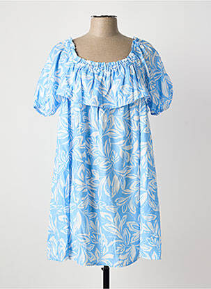 Robe courte coupe fluide manches courtes bleu LA PETITE ETOILE femme