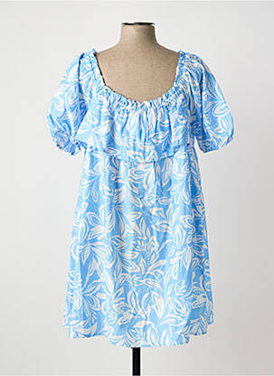 Robe courte coupe fluide manches courtes bleu LA PETITE ETOILE femme