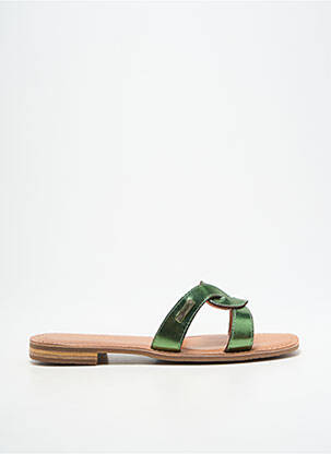 Mules/sabots tissage satiné talon plat jusqu'à 3cm vert LES TROPEZIENNES PAR M.BELARBI femme