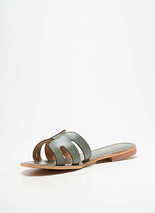 Mules/sabots tissage satiné talon plat jusqu'à 3cm vert LES TROPEZIENNES PAR M.BELARBI femme