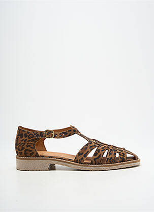 Sandales/nu pieds chiquet talon plat jusqu'à 3cm marron WE DO femme