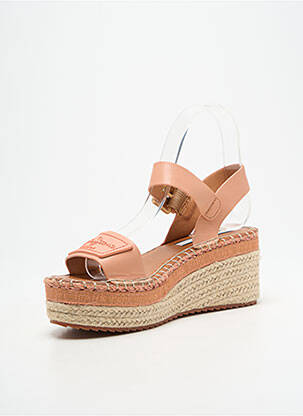 Espadrilles tissage satiné talon de 7 à 9cm rose PEPE JEANS femme