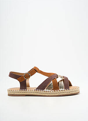Espadrilles tissage satiné talon plat jusqu'à 3cm marron ARMISTICE femme