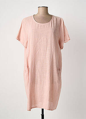 Robe courte manches courtes manches courtes rose clair ITALY MODA femme