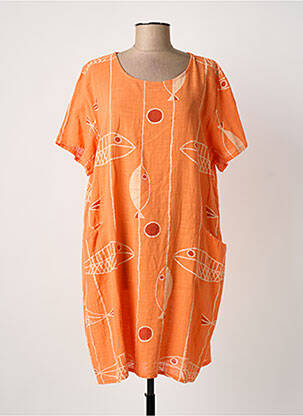 Robe courte manches courtes manches courtes orange NEW COLLECTION femme