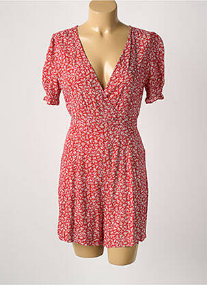 Combishort col cache-coeur manches courtes rouge COPPEROSE femme
