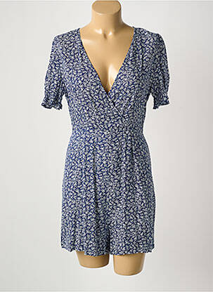 Combishort col cache-coeur manches courtes bleu COPPEROSE femme