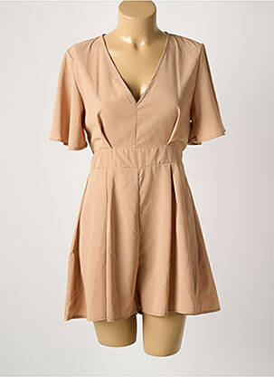 Combishort col v manches longues beige VINTAGE DRESSING femme