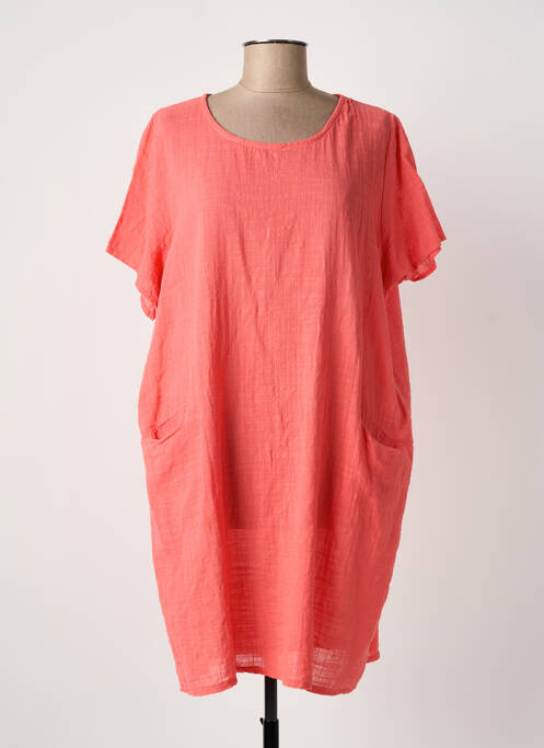 Robe courte manches courtes manches courtes rose ITALY MODA femme