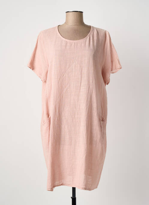 Robe courte manches courtes manches courtes rose clair ITALY MODA femme