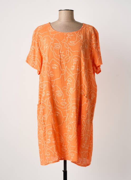 Robe courte manches courtes manches courtes orange NEW COLLECTION femme