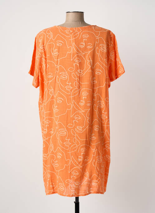 Robe courte manches courtes manches courtes orange NEW COLLECTION femme