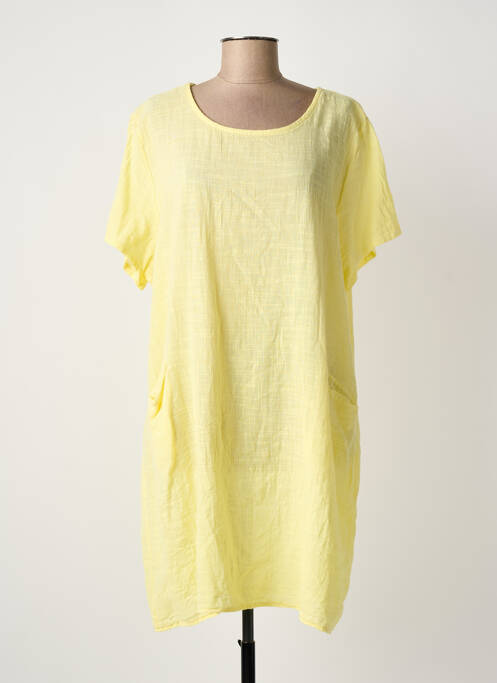 Robe courte manches courtes manches courtes jaune NEW COLLECTION femme