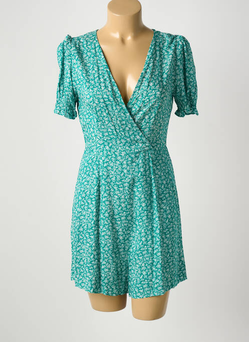 Combishort col cache-coeur manches courtes vert COPPEROSE femme
