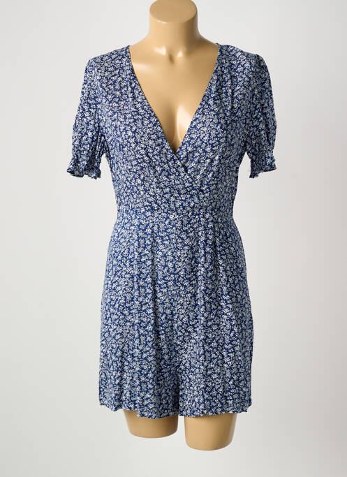 Combishort col cache-coeur manches courtes bleu COPPEROSE femme