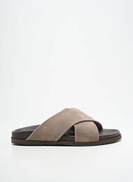 Mules/sabots nubuck talon plat jusqu'à 3cm gris THERA'S femme