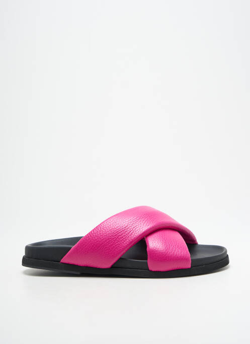 Mules/sabots tissage satiné talon plat jusqu'à 3cm rose THERA'S femme