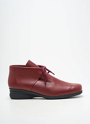 Bottines/boots tissage satiné talon plat jusqu'à 3cm rouge HIRICA femme