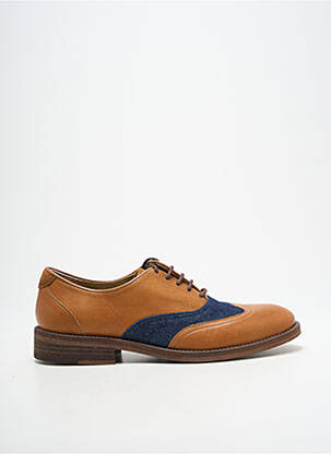 Derbies tissage satiné talon bas marron HACTER homme