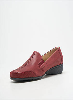 Mocassins tissage satiné talon plat jusqu'à 3cm rouge LUXAT femme