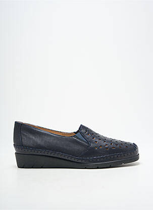 Mocassins tissage satiné talon plat jusqu'à 3cm bleu LUXAT femme