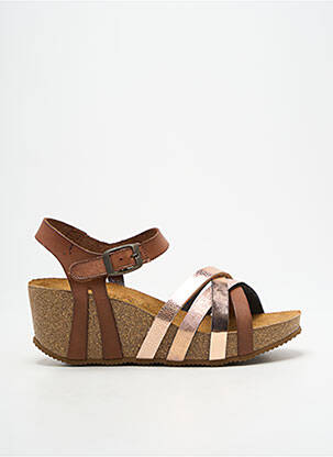 Sandales/nu pieds matière lisse talon de 4 à 6cm marron LA VAGUE femme
