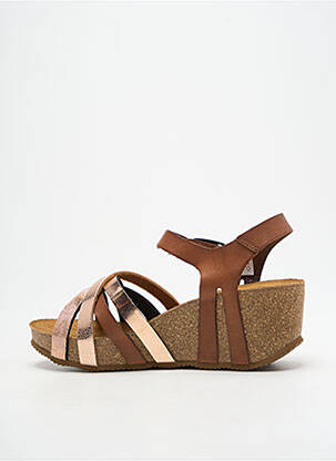 Sandales/nu pieds matière lisse talon de 4 à 6cm marron LA VAGUE femme