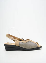 Sandales/nu pieds tissage satiné talon de 4 à 6cm beige SEMELFLEX femme