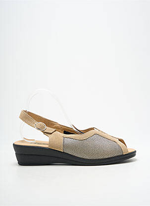 Sandales/nu pieds tissage satiné talon de 4 à 6cm beige SEMELFLEX femme