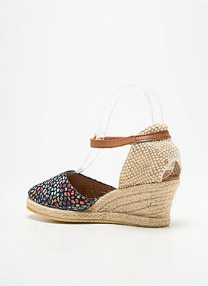 Espadrilles tissage satiné talon de 4 à 6cm noir LA VAGUE femme