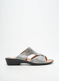 Mules/sabots tissage satiné talon plat jusqu'à 3cm argent LADY femme