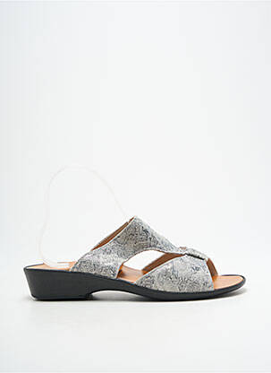 Mules/sabots tissage satiné talon plat jusqu'à 3cm argent LADY femme