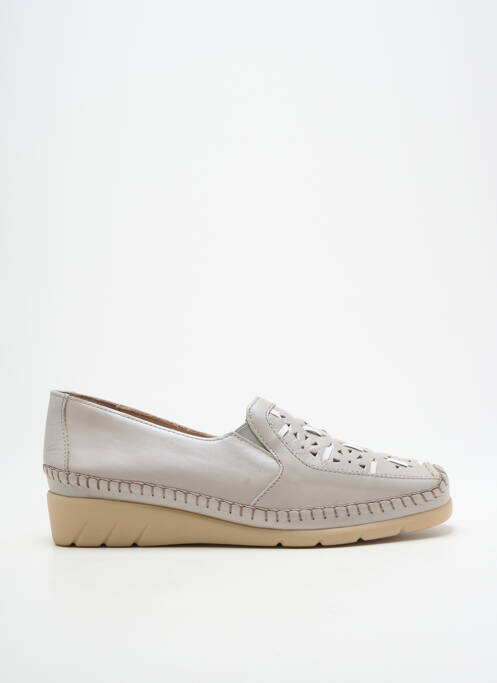 Mocassins tissage satiné talon plat jusqu'à 3cm beige LUXAT femme