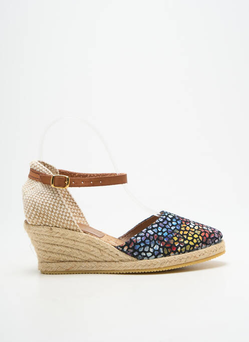Espadrilles tissage satiné talon de 4 à 6cm noir LA VAGUE femme