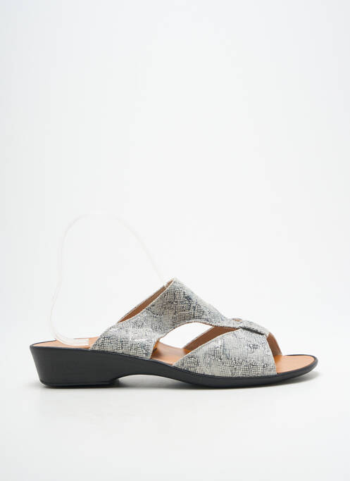 Mules/sabots tissage satiné talon plat jusqu'à 3cm argent LADY femme