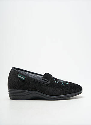 Chaussons/pantoufles tissage velours talon plat jusqu'à 3cm noir LA VAGUE femme