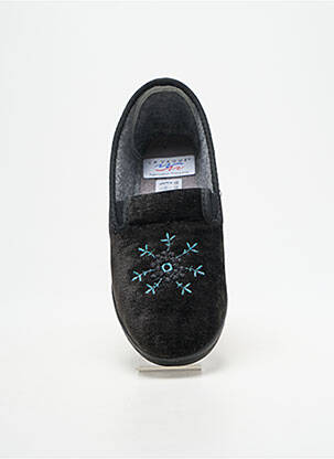 Chaussons/pantoufles tissage velours talon plat jusqu'à 3cm noir LA VAGUE femme