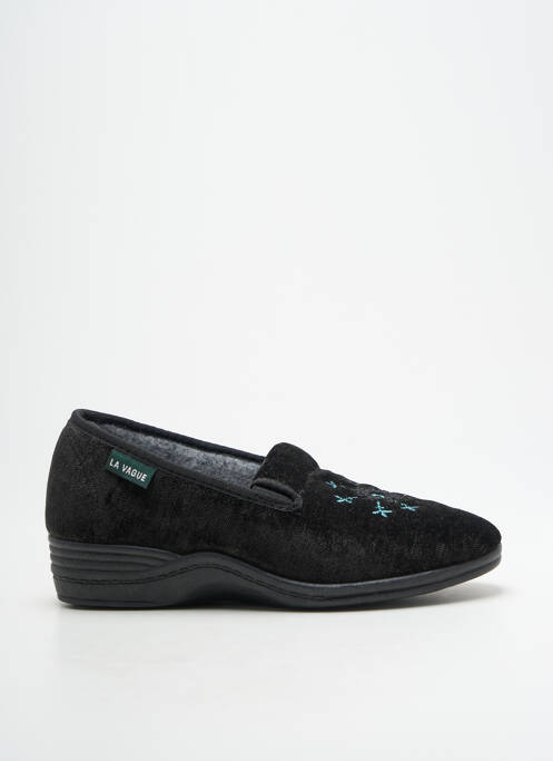 Chaussons/pantoufles tissage velours talon plat jusqu'à 3cm noir LA VAGUE femme