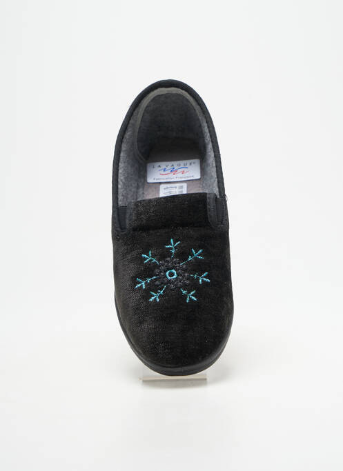 Chaussons/pantoufles tissage velours talon plat jusqu'à 3cm noir LA VAGUE femme