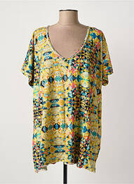 Tunique manches courtes col v jaune PRINTED ARTWORKS femme