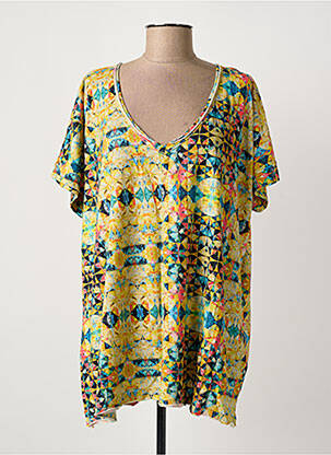 Tunique manches courtes col v jaune PRINTED ARTWORKS femme