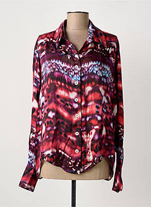 Chemisier imprimé fantaisie manches longues rouge CHUFY femme