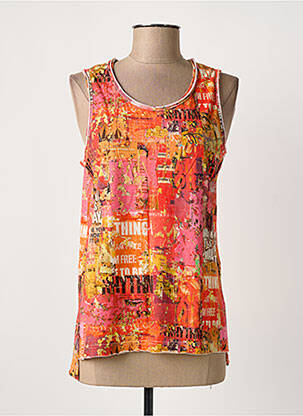 Top imprimé fantaisie sans manche orange PRINTED ARTWORKS femme