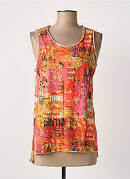 Top imprimé fantaisie sans manche orange PRINTED ARTWORKS femme
