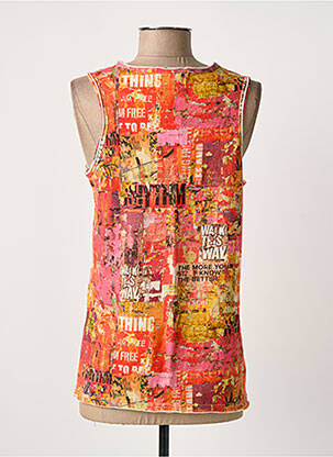 Top imprimé fantaisie sans manche orange PRINTED ARTWORKS femme